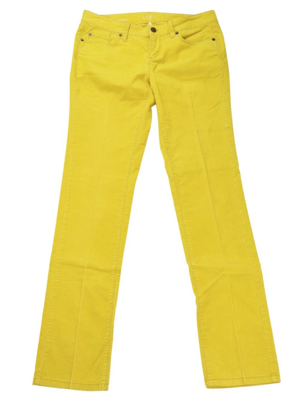 LOFT Modern Straight Yellow Stretch Corduroy Pants Size 4